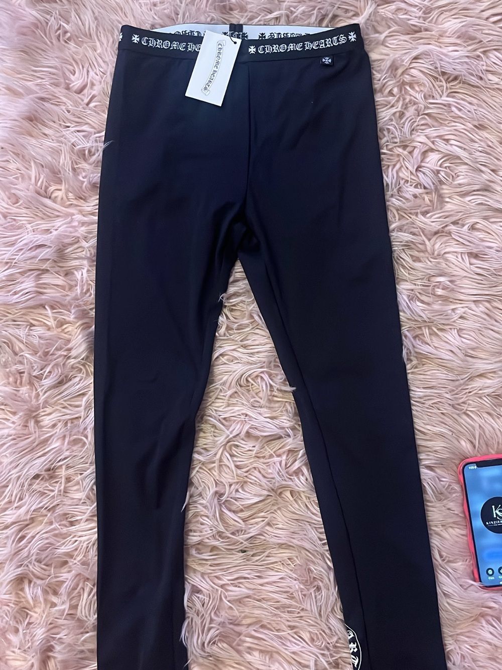 Chrome Hearts Black Logo Elastic Waist Leggings
